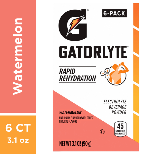 Cocoa & Drink Mixes Gatorlyte Electrolyte Beverage Powder, Watermelon, Rapid Rehydration, 6 Pack hero