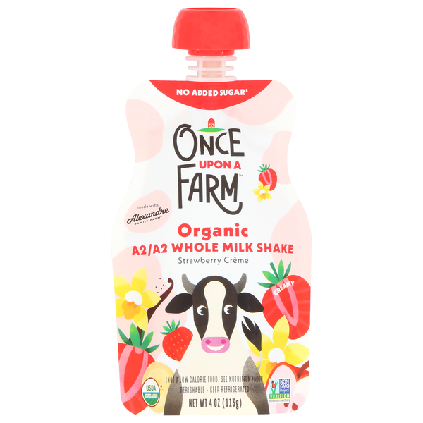 Once Upon a Farm A2/A2 Whole Milk Shake Strawberry Creme hero