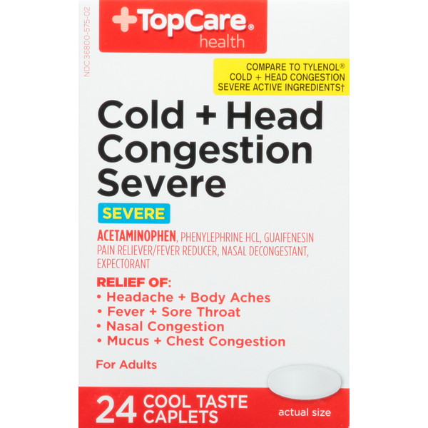 Cold, Flu & Allergy TopCare Cold + Head Congestion Severe, Caplets hero