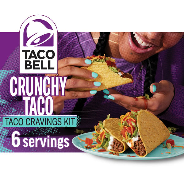 Latin Foods Taco Bell Crunchy Taco Dinner Kit with Twelve Crunchy Taco Shells, Mild Sauce & Seasoning hero