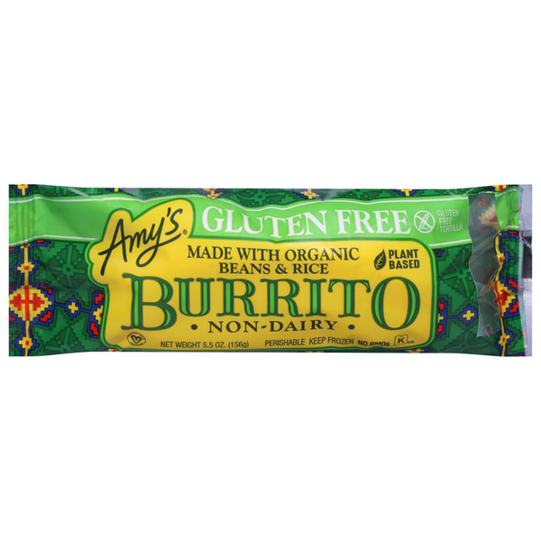 Frozen Burritos Amy's Kitchen Gluten Free Bean & Rice Burrito hero