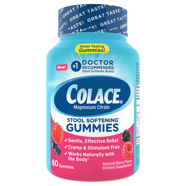 Colace Stool Softening, Gummies, Natural Berry Flavor hero