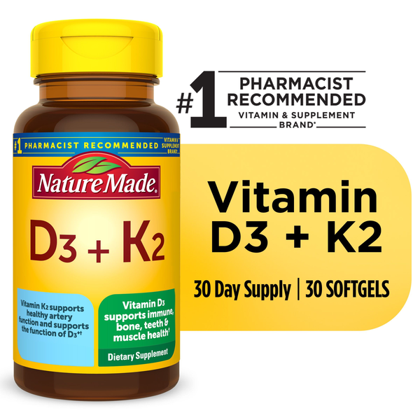 Nature Made Vitamin D3 + K2 Softgels hero