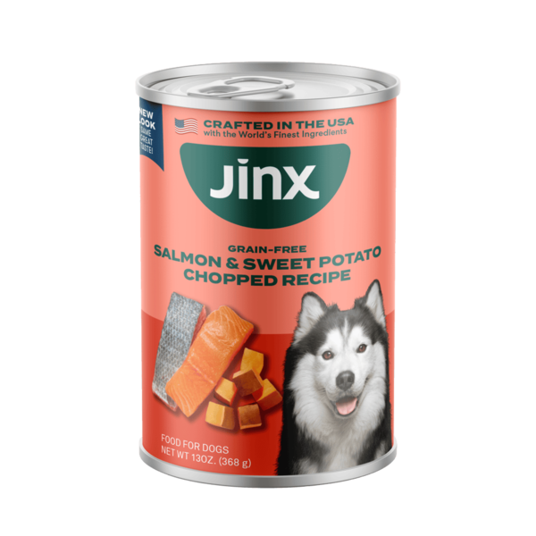 Jinx Grain-Free Salmon & Sweet Potato, Chopped Recipe hero