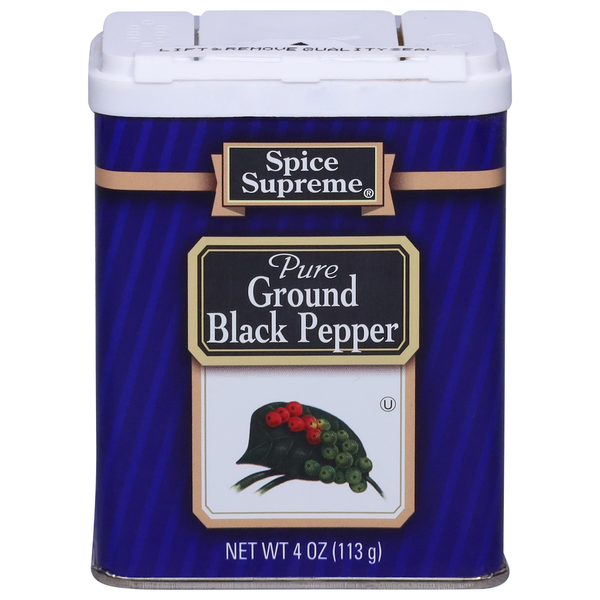 Condiments Spice Supreme Black Pepper, Ground, Pure hero