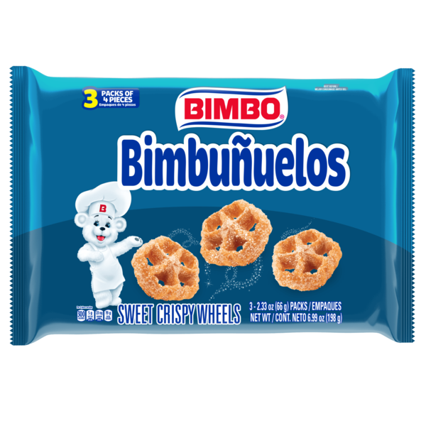 Latino Foods Bimbo  Bimbuñuelos, 3 packs, Sugar Sweet Crispy Wheels hero