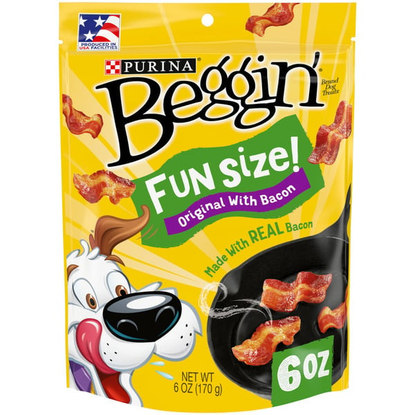 Water, Seltzer, Sparkling Water Purina Beggin’ With Real Meat Dog Treats, Fun Size Original With Bacon Flavor hero