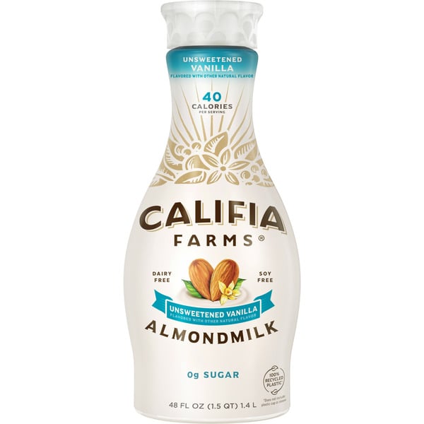 Dairy Free Beverages Califia Farms Unsweetened Vanilla Almondmilk hero