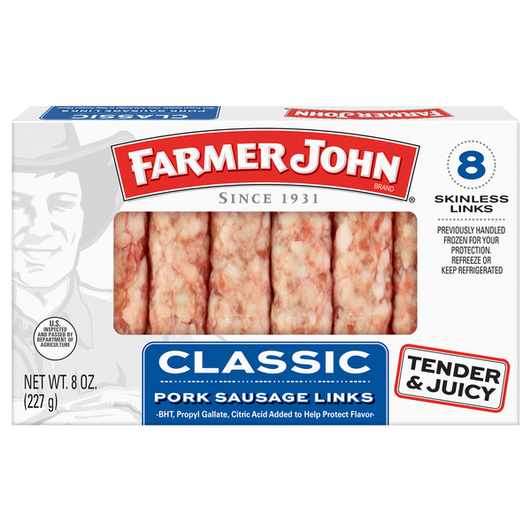 Hot Dogs, Bacon & Sausage Farmer John Pork Sausage Links, Classic hero