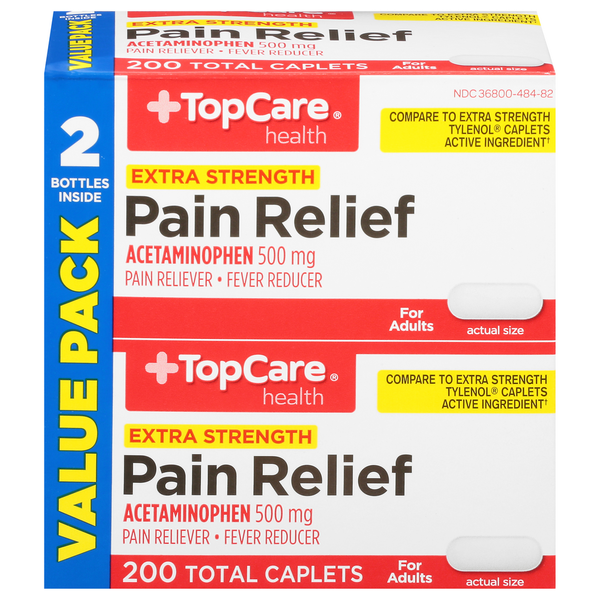 Muscles, Joints & Pain Relief TopCare Pain Relief, Extra Strength, 500 mg, Caplets, For Adults, Value Pack hero