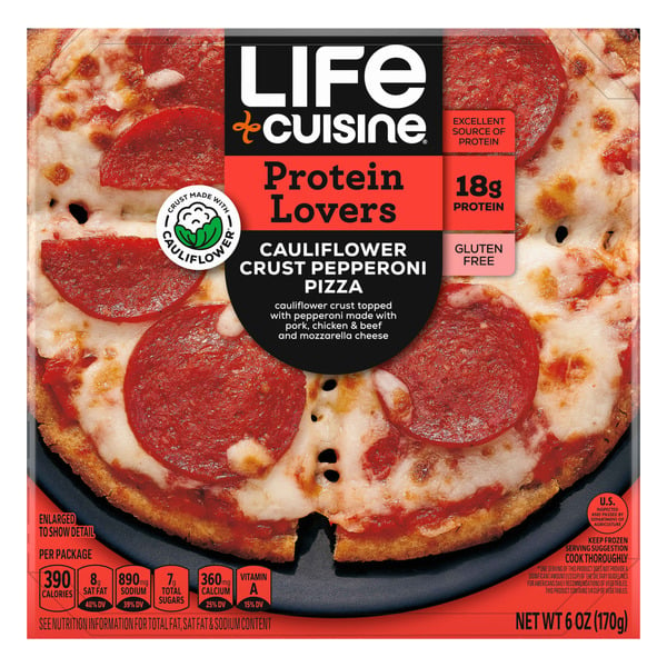 Frozen Meals Life Cuisine Gluten Free Lifestyle Cauliflower Crust Pepperoni Pizza hero