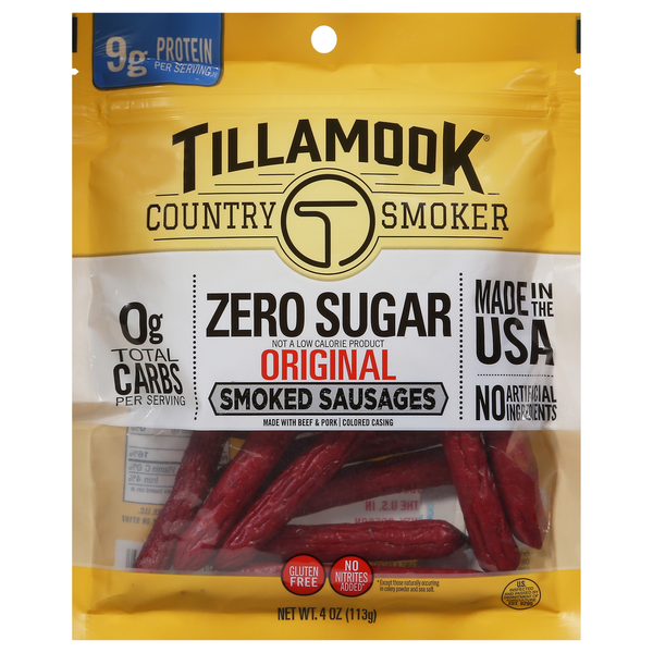 Hot Dogs, Bacon & Sausage Tillamook Country Smoker Smoked Sausages, Zero Sugar, Original hero