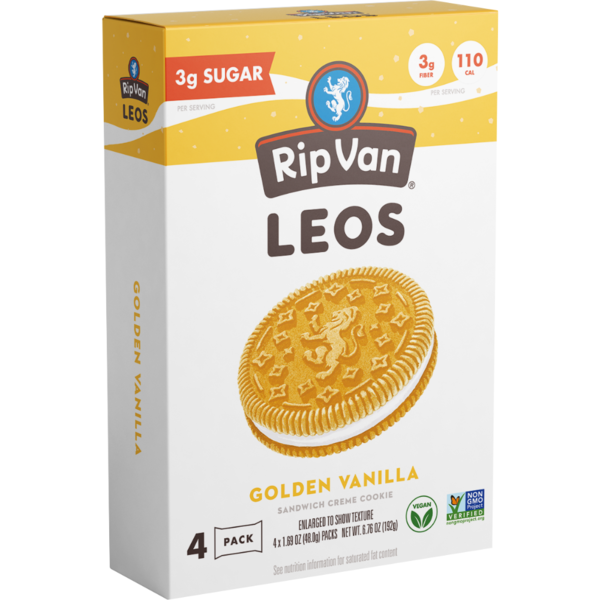 Candy & Chocolate Rip Van Leos Golden Vanilla Sandwich Cookies, Low Carb and Low Sugar Snack hero