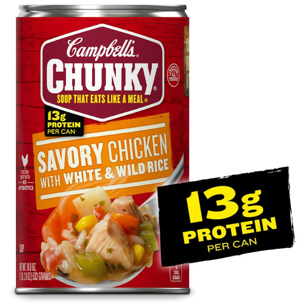 Soup, Broth & Bouillon Campbell's Chunky® Soup, Savory Chicken with White and Wild Rice Soup hero