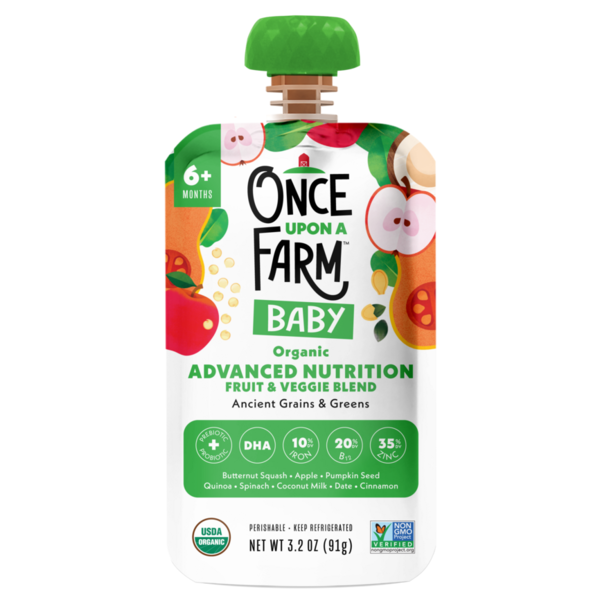 Baby Food & Formula Once Upon a Farm Advanced Nutrition Ancient Grains & Greens Baby Food hero