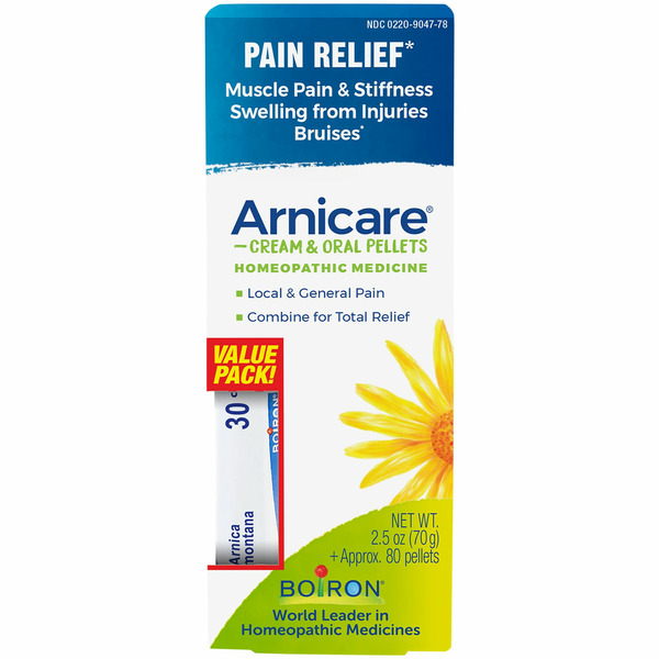 Homeopathic Products Boiron Arnicare Cream and Arnica 30c for Pain Relief hero