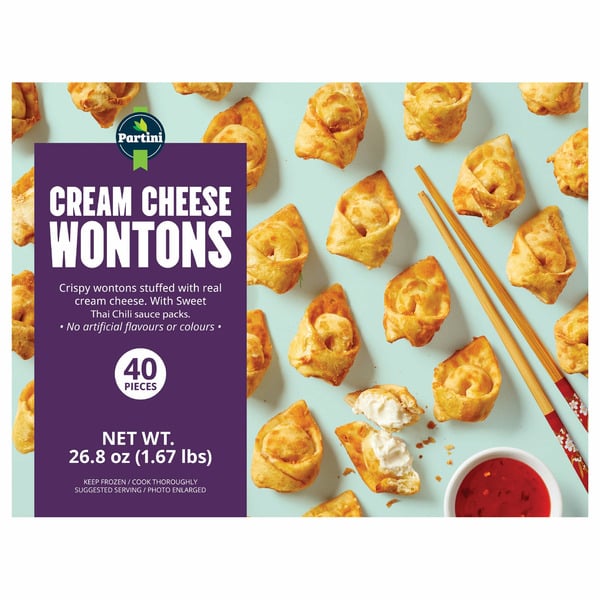 Frozen Meals Partini Cream Cheese Wontons, .67 oz, 40-count hero