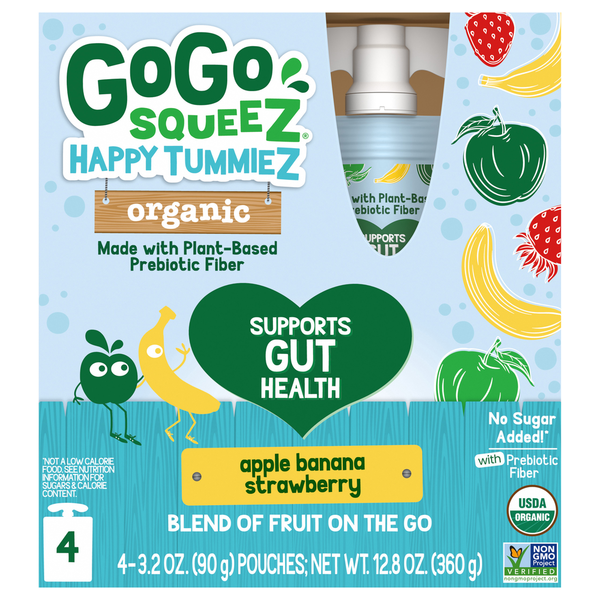 Canned Fruit & Applesauce GoGo Squeez Apple Banana Strawberry, Organic, 4-Pack hero