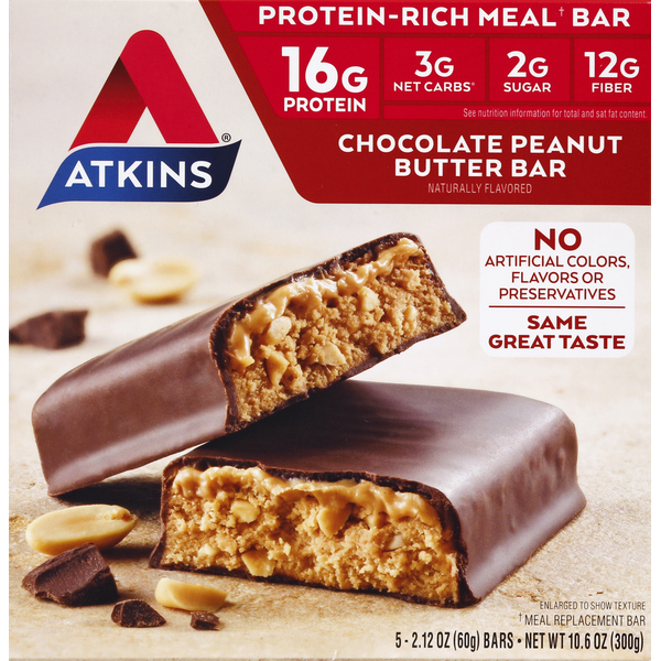 Protein & Meal Replacements Atkins Meal Bar, Chocolate Peanut Butter Bar hero