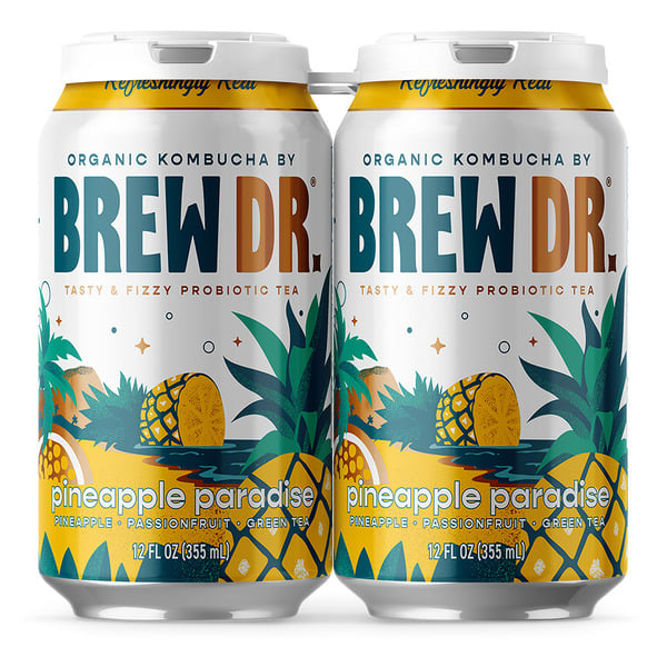 Brew Dr. Kombucha Pineapple Paradise, Organic Kombucha hero