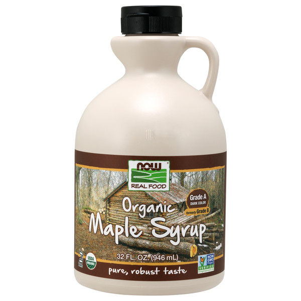 Honeys, Syrups & Nectars NOW Maple Syrup, Organic Grade A Dark Color hero