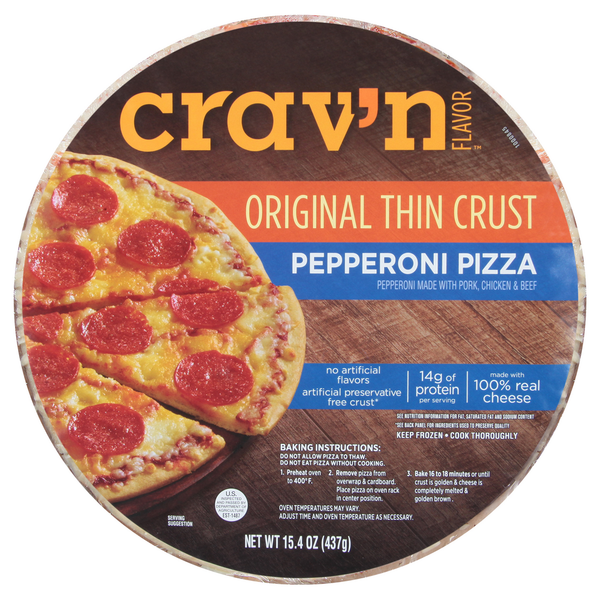 Frozen Pizza Crav'n Flavor Pizza, Pepperoni, Original Thin Crust hero