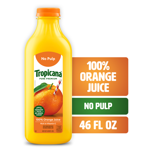 Refrigerated Tropicana Pure Premium 100% Orange Juice Original, No Pulp, No Sugar Added hero