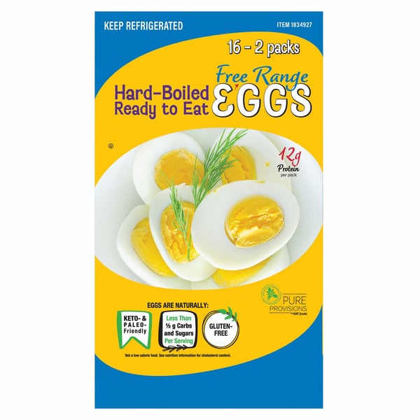 Prepared Meals Pure Provisions Hard-Boiled Free Range Eggs, 32-count hero