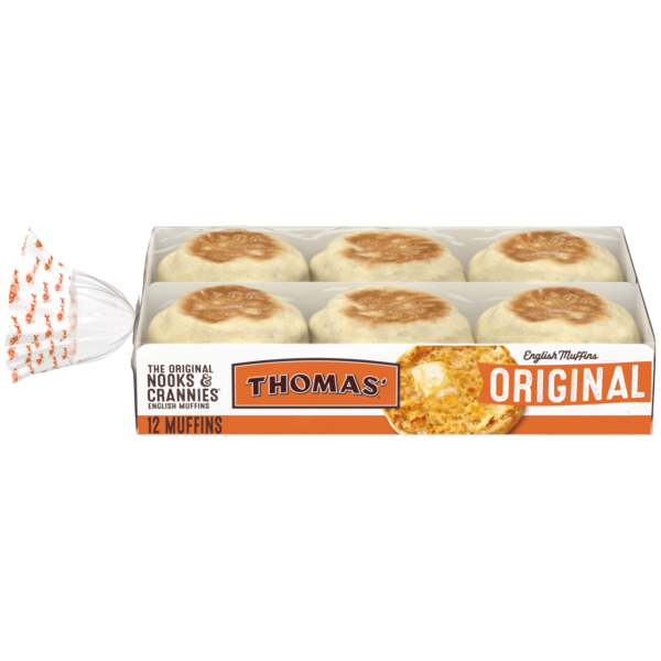 Breakfast Bakery Thomas’ 12  count, Plain English Muffin English Muffins hero