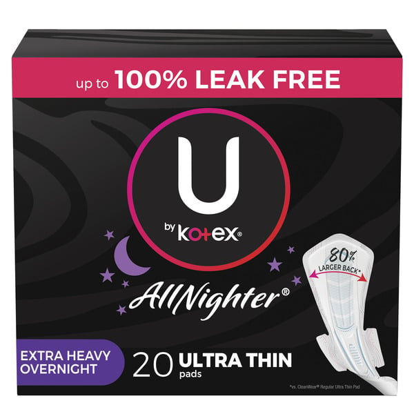 Feminine Care U by Kotex AllNighter Ultra Thin Extra Heavy Overnight Pads with Wings hero