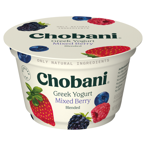 Yogurt Chobani Yogurt, Reduced Fat, Greek, Mixed Berry, Blended hero