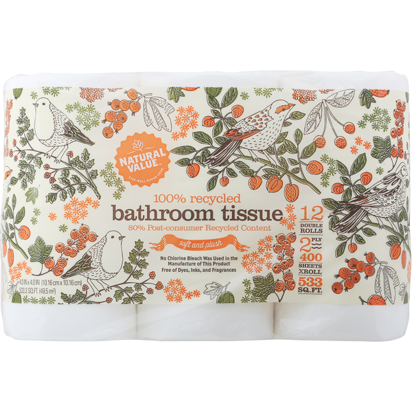 Paper Goods Natural Value Bathroom Tissue, Soft and Plush, 2 Ply hero