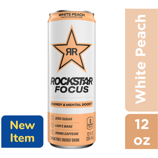 Energy & Sports Drinks Rockstar Focus Sugar Free Energy Drink White Peach hero