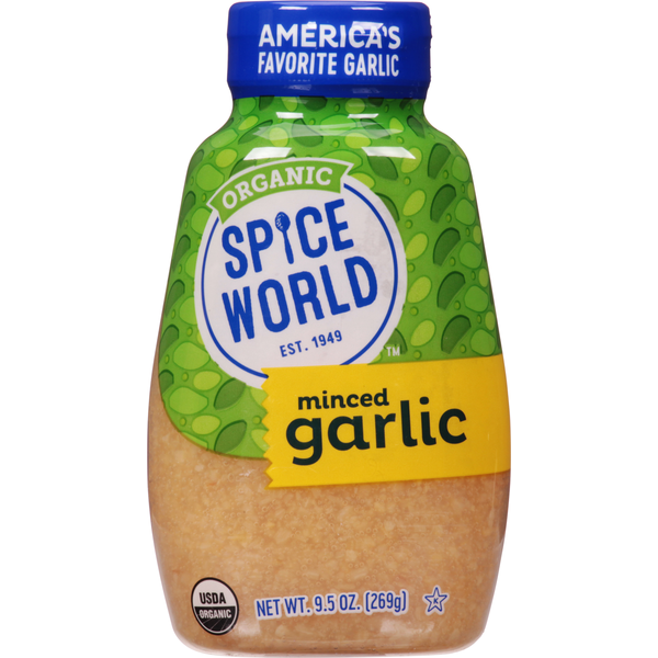 Fresh Herbs Spice World Garlic, Organic, Minced hero