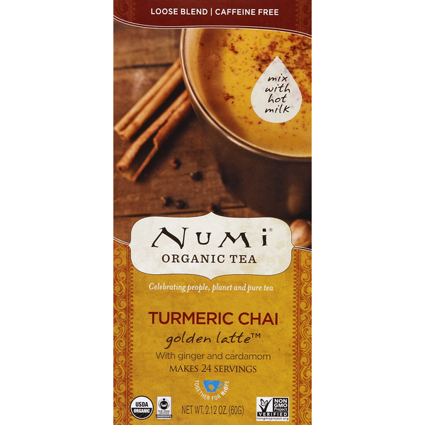 Tea Numi Golden Latte, Turmeric Chai, Caffeine Free, Loose Blend hero