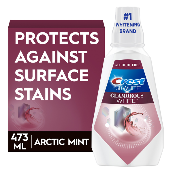 Oral Hygiene Crest 3D White Glamorous White Alcohol Free Multi-Care Mouthwash, Arctic Mint hero