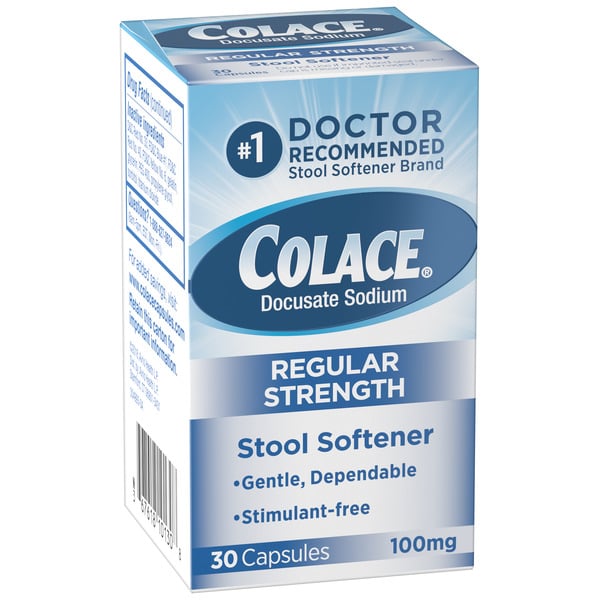 Digestive Health Colace Regular Strength Stool Softener 100mg Capsules hero