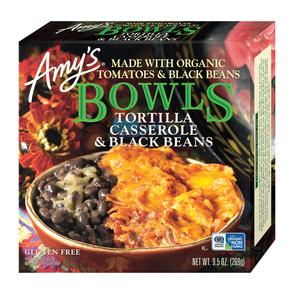 Frozen Vegan & Vegetarian Amy's Kitchen Tortilla Casserole & Black Beans Bowl hero