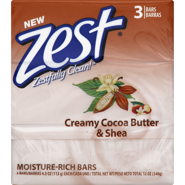 Body Lotions & Soap Zest Moisture-Rich Bars, Creamy Cocoa Butter & Shea hero