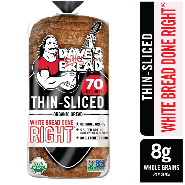 Fresh Baked Bread Dave's Killer Bread White Bread Done Right Thin-Sliced, Organic White Bread, 20.5 oz Loaf hero