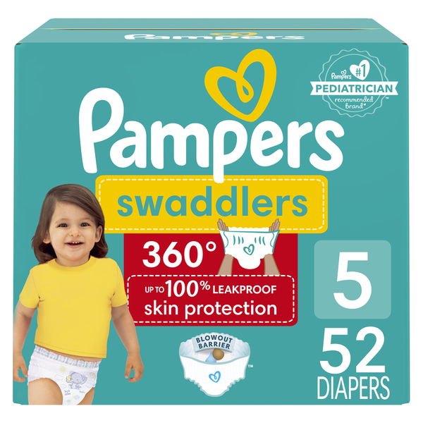 Diapers & Wipes Pampers Swaddlers 360 Diapers, Size 5 hero