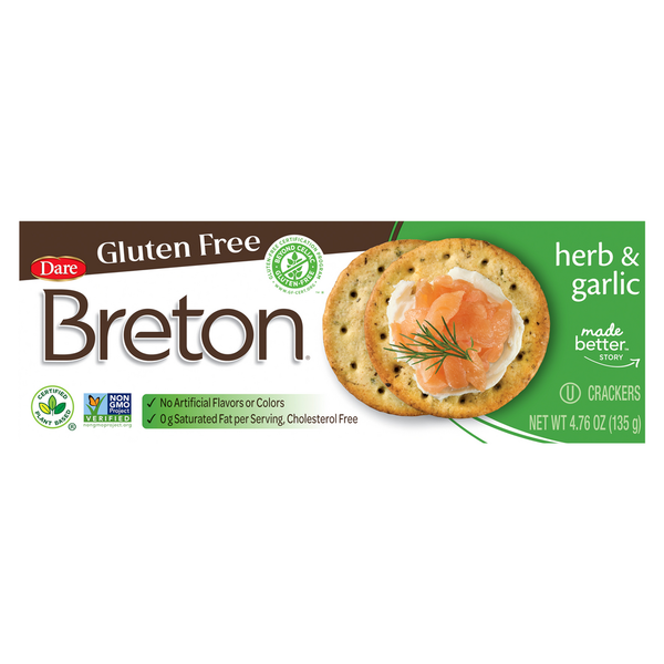 Crackers Dare Breton Crackers, Gluten Free, Herb & Garlic hero