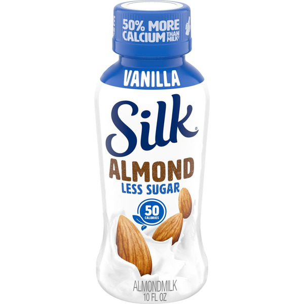 Soy & Lactose-Free Silk Less Sugar Vanilla Almond Milk, Shelf Stable, Dairy Free, Lactose Free, Gluten F hero