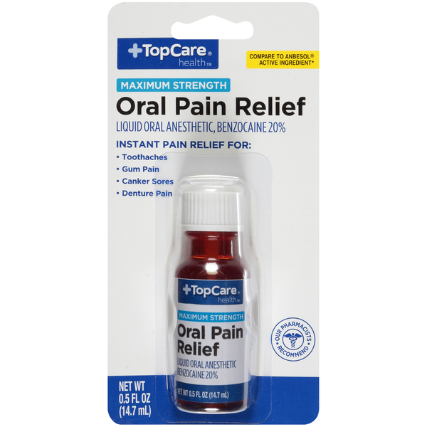 Oral Hygiene TopCare Maximum Strength Oral Pain Relief Liquid Anesthetic, Benzocaine 20% hero