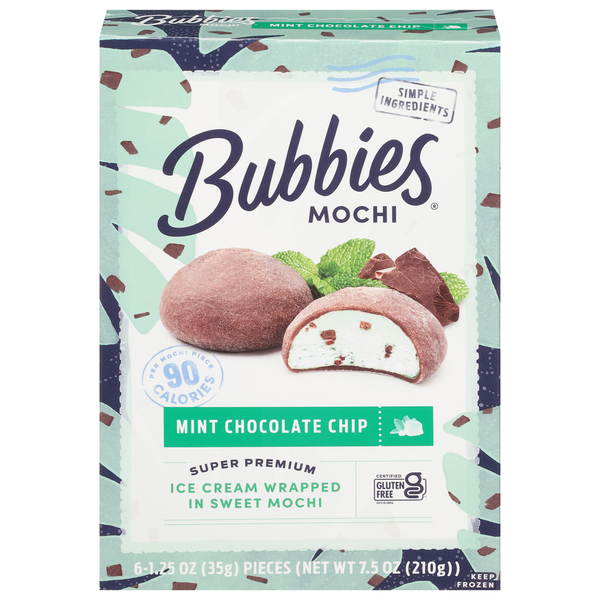 Bubbies Mochi, Mint Chocolate Chip, Super Premium hero