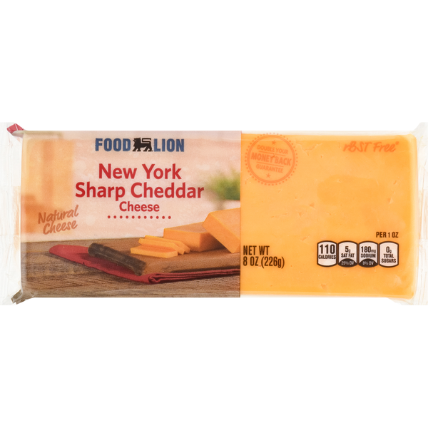 Packaged Cheese Food Lion Natural New York Sharp Cheddar Cheese hero