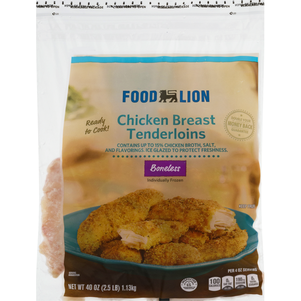 Frozen Meat Food Lion Chicken Breast Tenderloins, Boneless hero