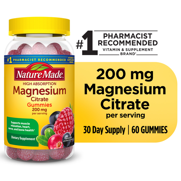 Vitamins & Supplements Nature Made High Absorption Magnesium Citrate 200 mg per serving Gummies hero