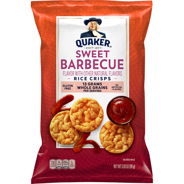 Chips & Pretzels Quaker Rice Crisps, Sweet Barbecue hero