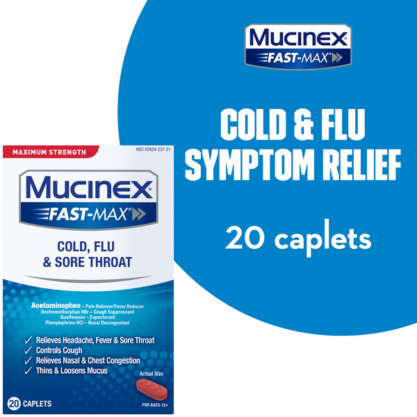 Cold, Flu & Allergy Mucinex Fast-Max Adult Cold, Flu and Sore Throat Caplets hero